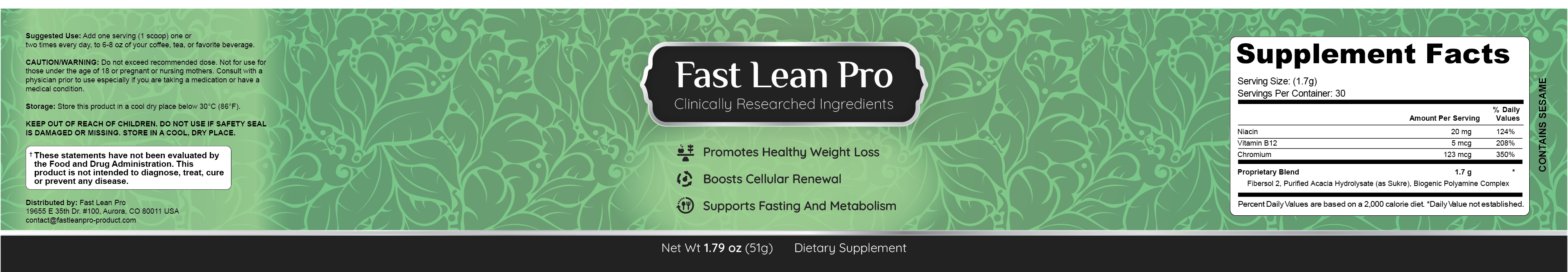 Fast Lean Pro Ingredients